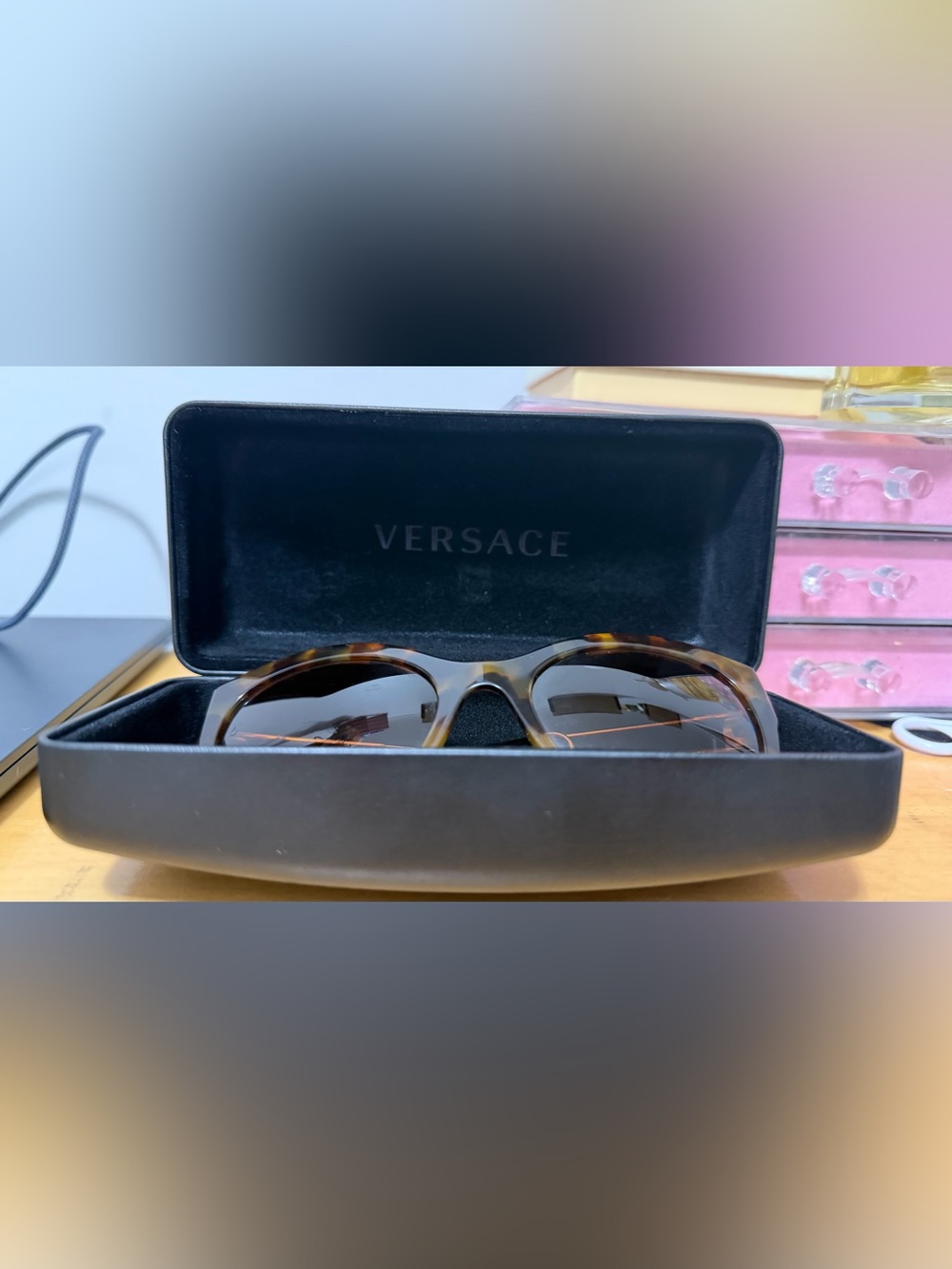 Versace Women Tortoiseshell Frame Sunglasses with Brown Lenses